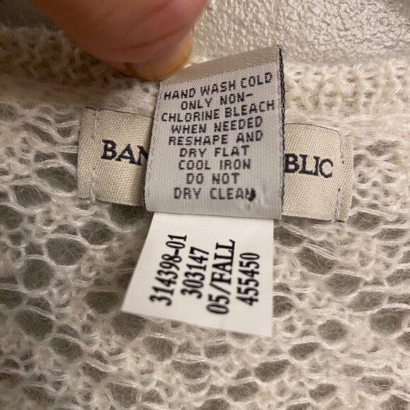 Banana Republic Caridgan Size Med Wool blend Open Knit Cream 2000s Y2K - Picture 3 of 11